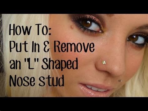 how to put in an l shaped nose ring|how to insert nose stud.